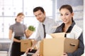 Happy team of businesspeople moving office Royalty Free Stock Photo