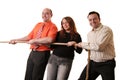 Happy team in a tug of war Royalty Free Stock Photo