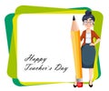 Happy Techer day. Cute female teacher