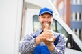 Happy Technician Worker Using Sign Language