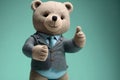 happy teddy bear in a business showing tbumb up, created with Generative AI technology