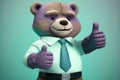 happy teddy bear in a business showing tbumb up, created with Generative AI technology