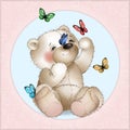 Happy Teddy bear and butterfly