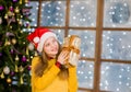 Happy teen girl with gift box in their hands Royalty Free Stock Photo