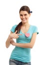 Happy teen girl with heart love symbol valentine