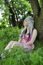 Happy teen girl holding flowers Royalty Free Stock Photo