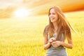 Happy teen girl outside Royalty Free Stock Photo