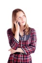 Happy teen girl talking on mobile phone Royalty Free Stock Photo