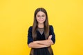 Happy teen girl wearing glasses because of bad eyesight, back to school Royalty Free Stock Photo