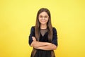 happy teen girl wearing glasses because of bad eyesight, back to school Royalty Free Stock Photo