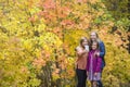 Happy teen girls taking selfie in park Royalty Free Stock Photo