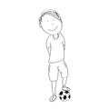 Happy teenage boy with ball, ready to play football / soccer - o Royalty Free Stock Photo