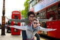 Happy teenage couple having fun in london city Royalty Free Stock Photo