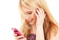 Happy teenage girl with cell phone Royalty Free Stock Photo