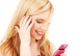 Happy teenage girl with cell phone Royalty Free Stock Photo