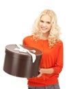 Happy teenage girl with gift box Royalty Free Stock Photo