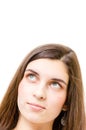 Happy teenage girl looking up on copyspace Royalty Free Stock Photo