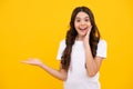 Happy teenager, positive and smiling emotions of teen girl. Close-up portrait of her she nice cute attractive cheerful Royalty Free Stock Photo