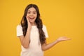 Happy teenager, positive and smiling emotions of teen girl. Close-up portrait of her she nice cute attractive cheerful Royalty Free Stock Photo