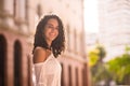 Happy teenager in the town square Royalty Free Stock Photo