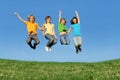 Happy teenagers jumping Royalty Free Stock Photo