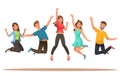 Happy teens character design. Teens dancing vector