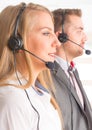 Happy Telephone Operators in call center Royalty Free Stock Photo