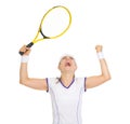 Happy tennis player rejoicing in success Royalty Free Stock Photo