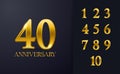 Happy 40th Anniversary Background Template. With Black And Gold Colour