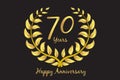 Happy 70th anniversary gold wreath laurel