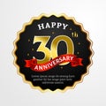 Happy 30th Anniversary Greeting Card Vector Design. Decorative Rosette Frame Paper Background With Text