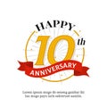 Happy 10th anniversary logo badge. birthday event background vector design