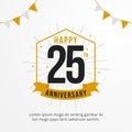 Happy 25th anniversary logo badge. minimal birthday event background vector design Royalty Free Stock Photo