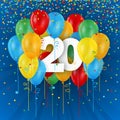 Happy 20th Birthday / Anniversary card with balloons