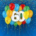 Happy 60th Birthday / Anniversary card with balloons