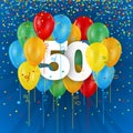 Happy 50th Birthday / Anniversary card with balloons Royalty Free Stock Photo