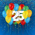 Happy 25th Birthday / Anniversary card with balloons