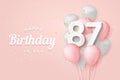 Happy 87th birthday balloons greeting card background. Royalty Free Stock Photo