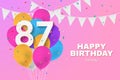 Happy 87th birthday balloons greeting card background. Royalty Free Stock Photo