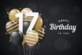 Happy 17th birthday balloons greeting card black background. 17 years anniversary. 17th celebrating with confetti. Royalty Free Stock Photo