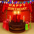 Happy 47th Birthday with chocolate cream cake and triangular flag Royalty Free Stock Photo