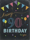 HAPPY 90th BIRTHDAY! color chalk lettering card