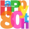 HAPPY 80th BIRTHDAY colorful letters collage card