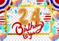 Happy 24th birthday colorful party balloons background Royalty Free Stock Photo