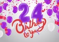 Happy 24th birthday colorful party balloons background