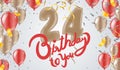 Happy 24th birthday colorful party balloons background Royalty Free Stock Photo