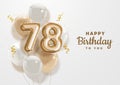 Happy 78th birthday gold foil balloon greeting background. Royalty Free Stock Photo