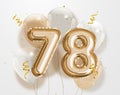 Happy 78th birthday gold foil balloon greeting background. Royalty Free Stock Photo