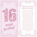 Happy 16th Birthday. Greeting card Royalty Free Stock Photo