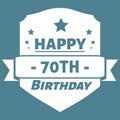 Happy 70th birthday shield in muted blue and white color